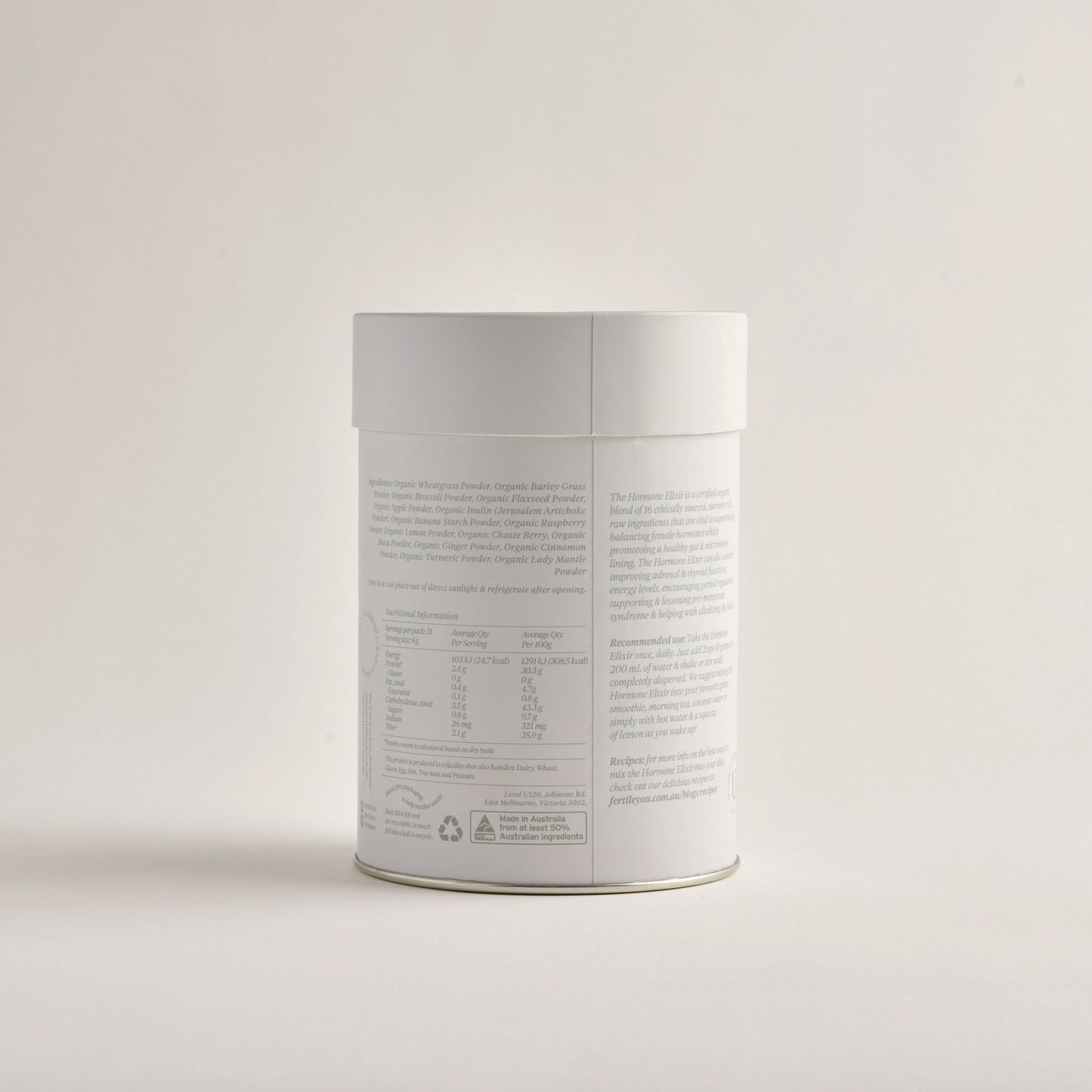 Back of Hormone Elixir