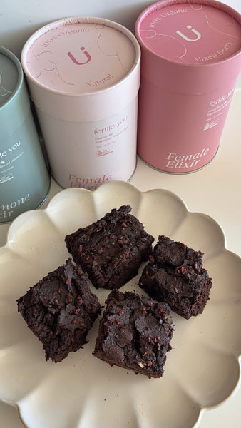 Sweet Potato Brownies with Fertility-Loving Elixir: A Hormone-Friendly Treat