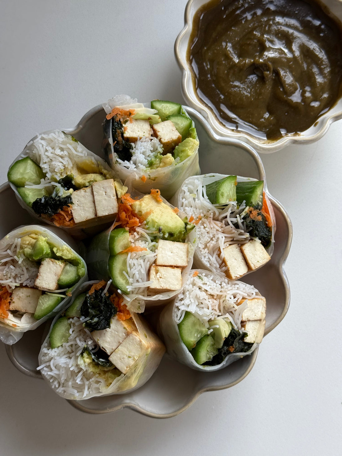 Fresh Rice Paper Rolls with Tofu & Fertile You Elixir Sauce for Hormone Support